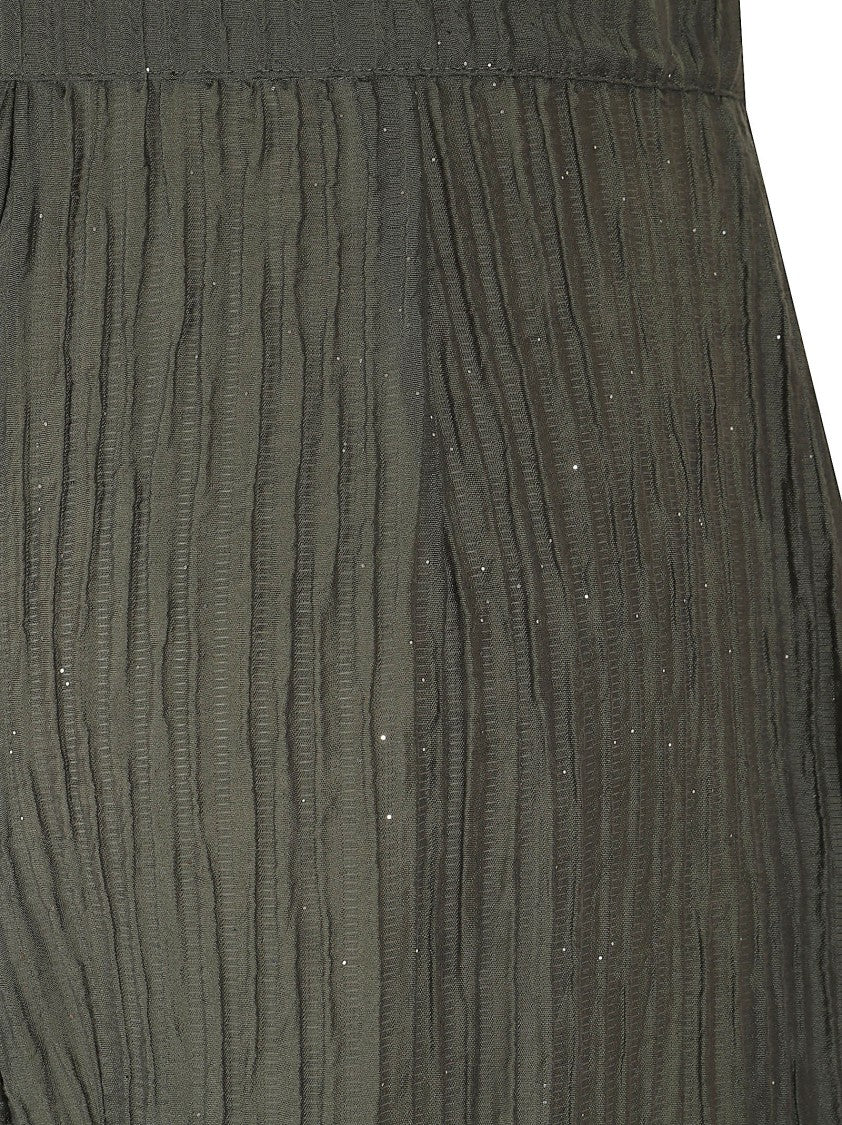 Emporio Armani Pleated Crepon Trousers With Sparkling Finish