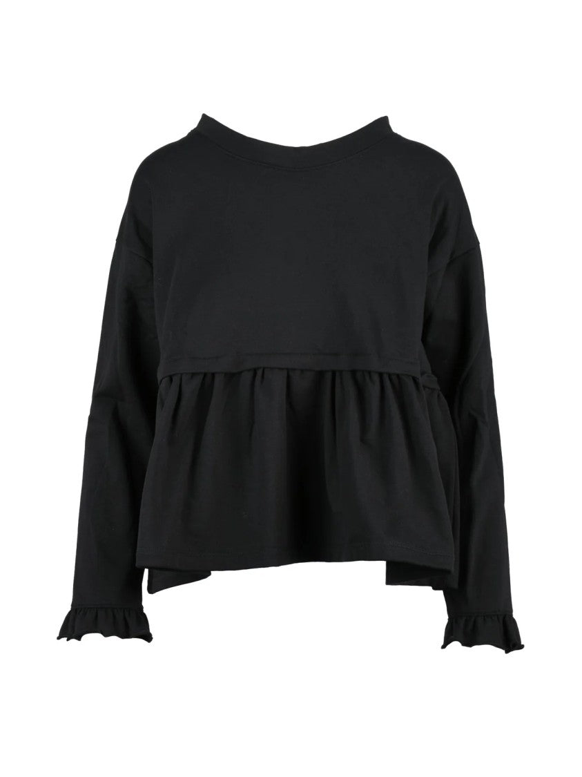 Gio.Tta Black Cotton Elastane Women's Cropped Sweatshirt