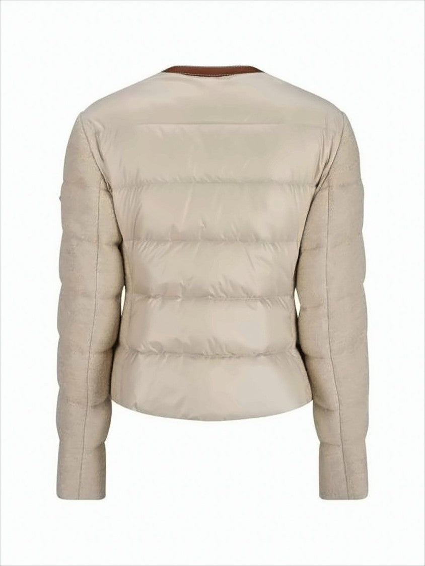 Moncler Cropped Quiltedjacket With Premium Wool And Down Insulation