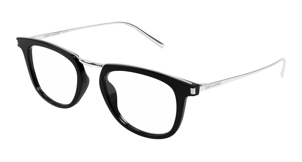 Saint Laurent Black Angular Design Cat-Eye Frame Eyeglasses