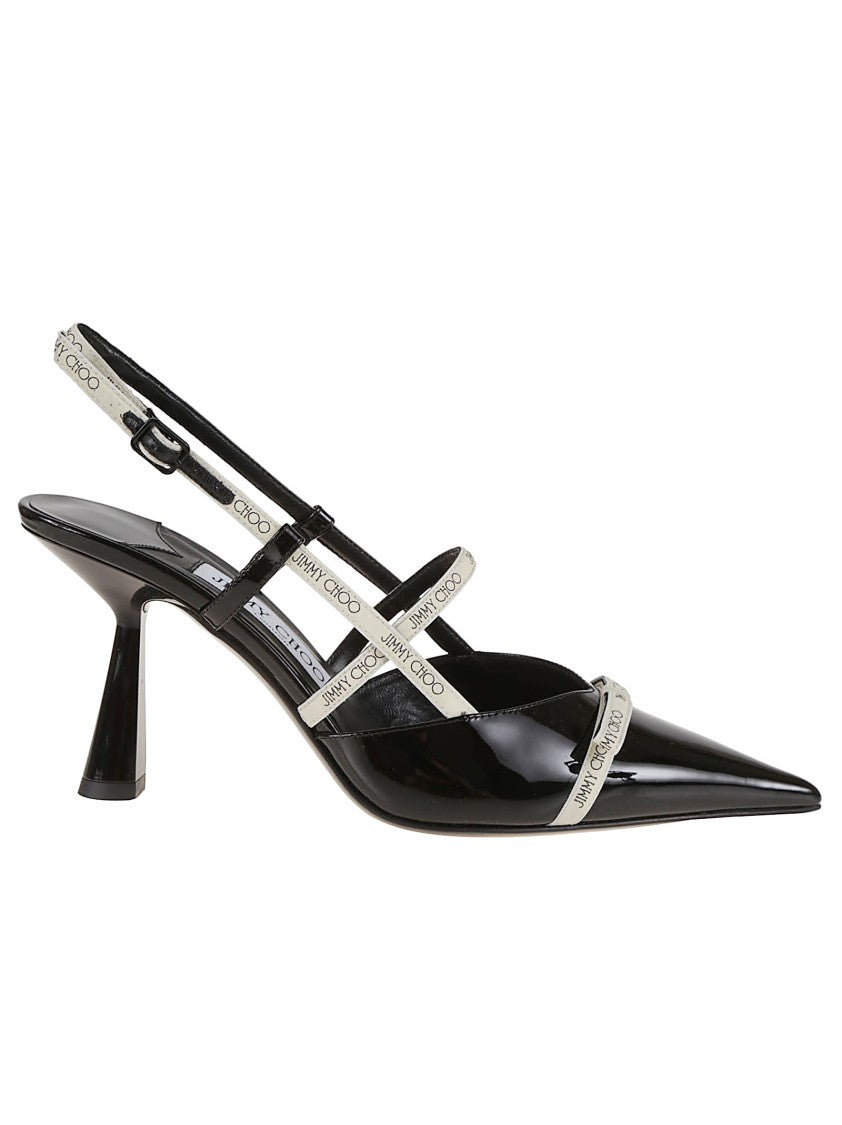 Jimmy Choo Glossy Black Leather Slingback Pumps