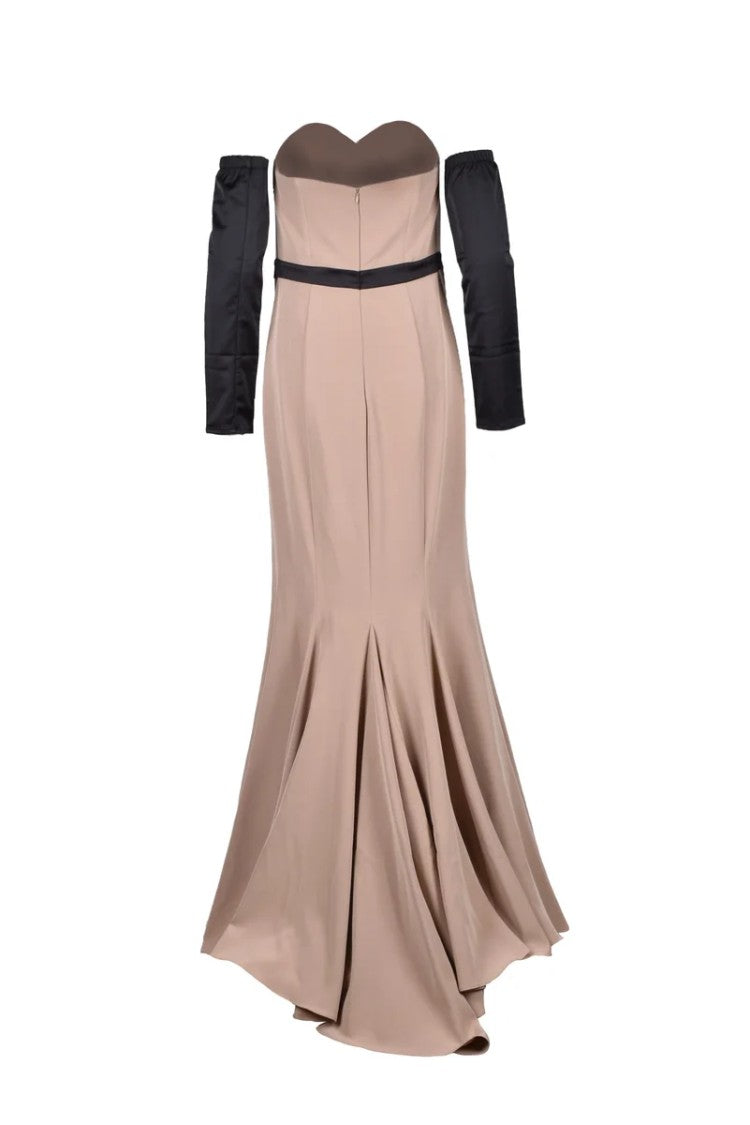 Silence Luxury Beige/Black Mermaid Dress