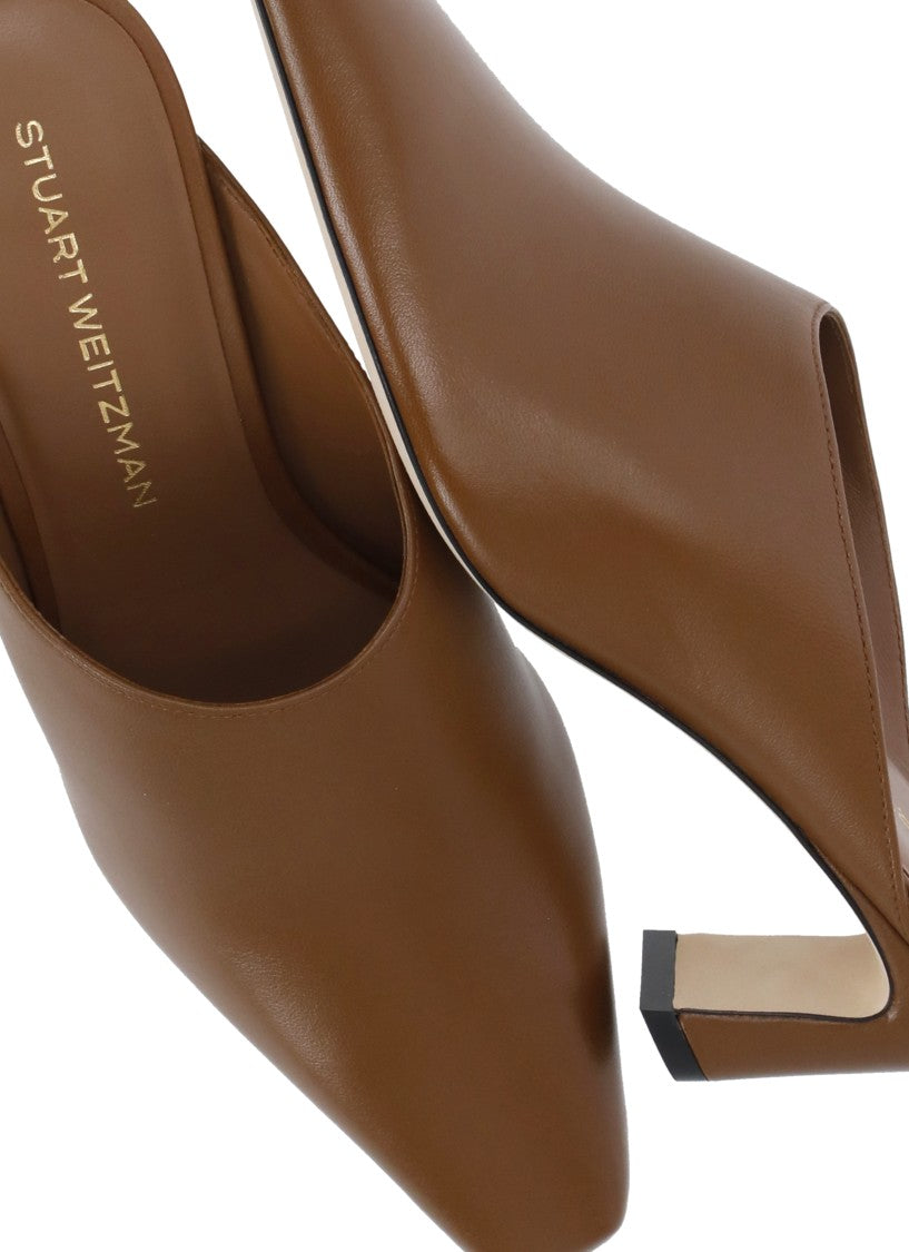 Stuart Weitzman Brown Stassi 50 Leather Mules