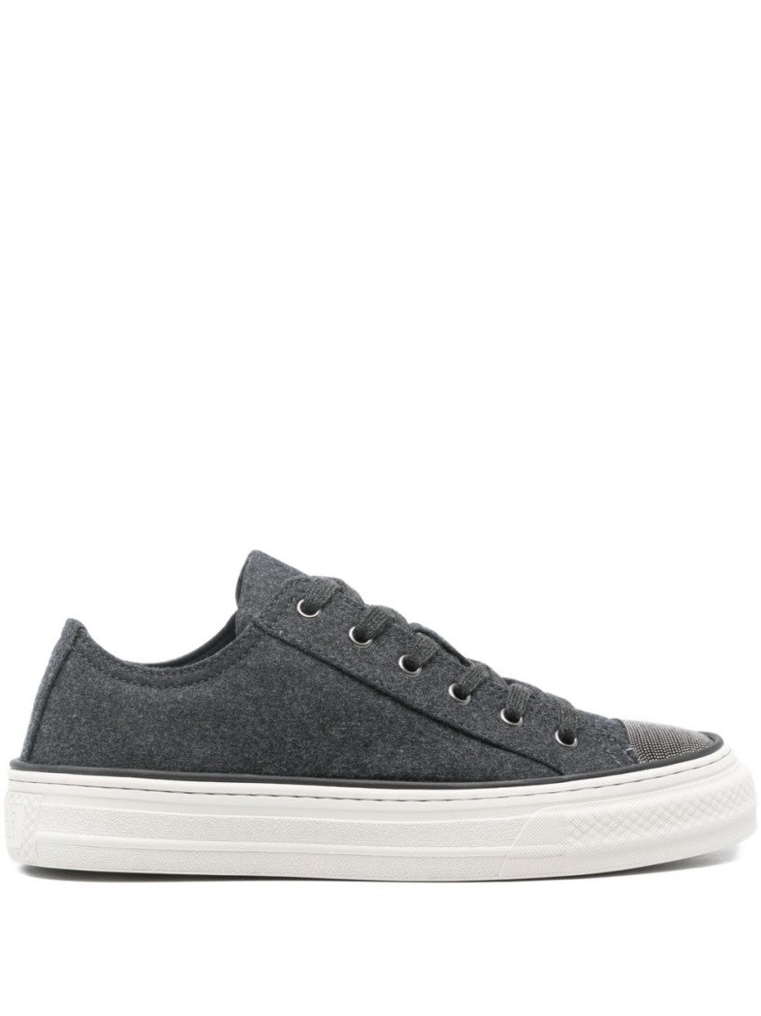 Brunello Cucinelli Sleek Grey Sneakers With Streamlined Silhouette