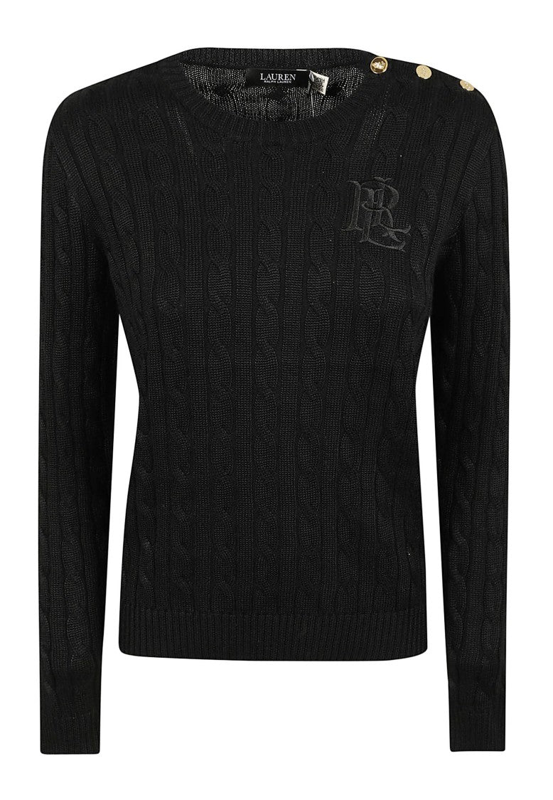 Lauren Cable-Knit Cotton Button-Placket Sweater