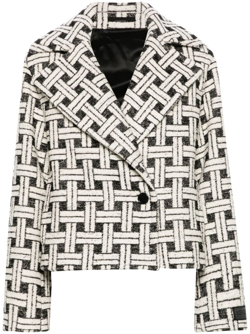 Kenzo Check Pattern Double-Breasted Jacket