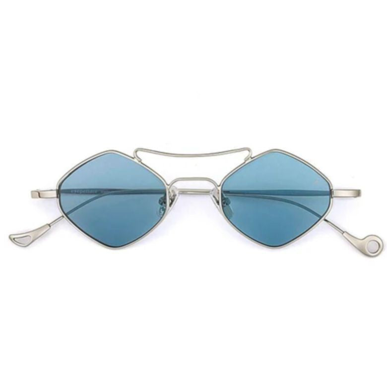 Eyepetizer Medici C.1-65 Geometric Silver Sunglasses With Blue-Tinted Lenses