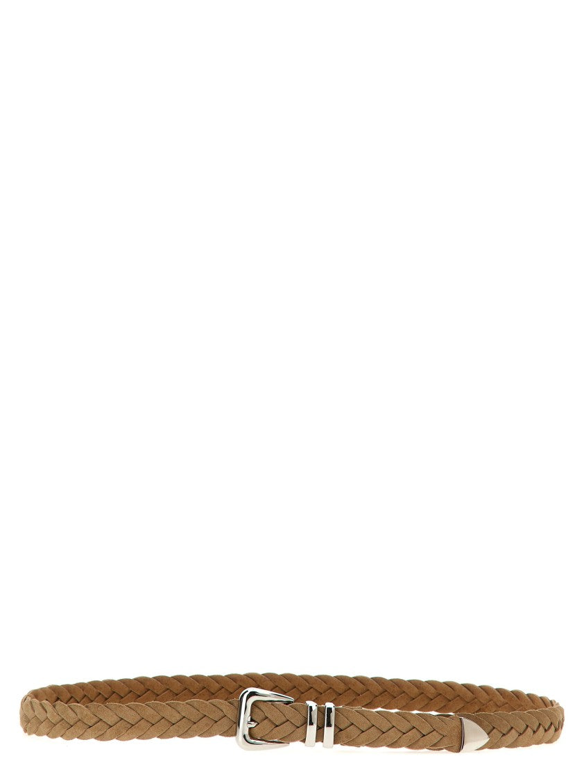 Brunello Cucinelli Woven Brown Suede Belt