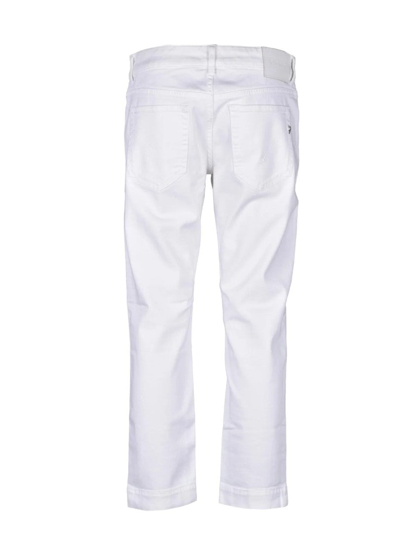 Dondup Rose White Mid-Rise Cone-Leg Stretch Cotton Jeans