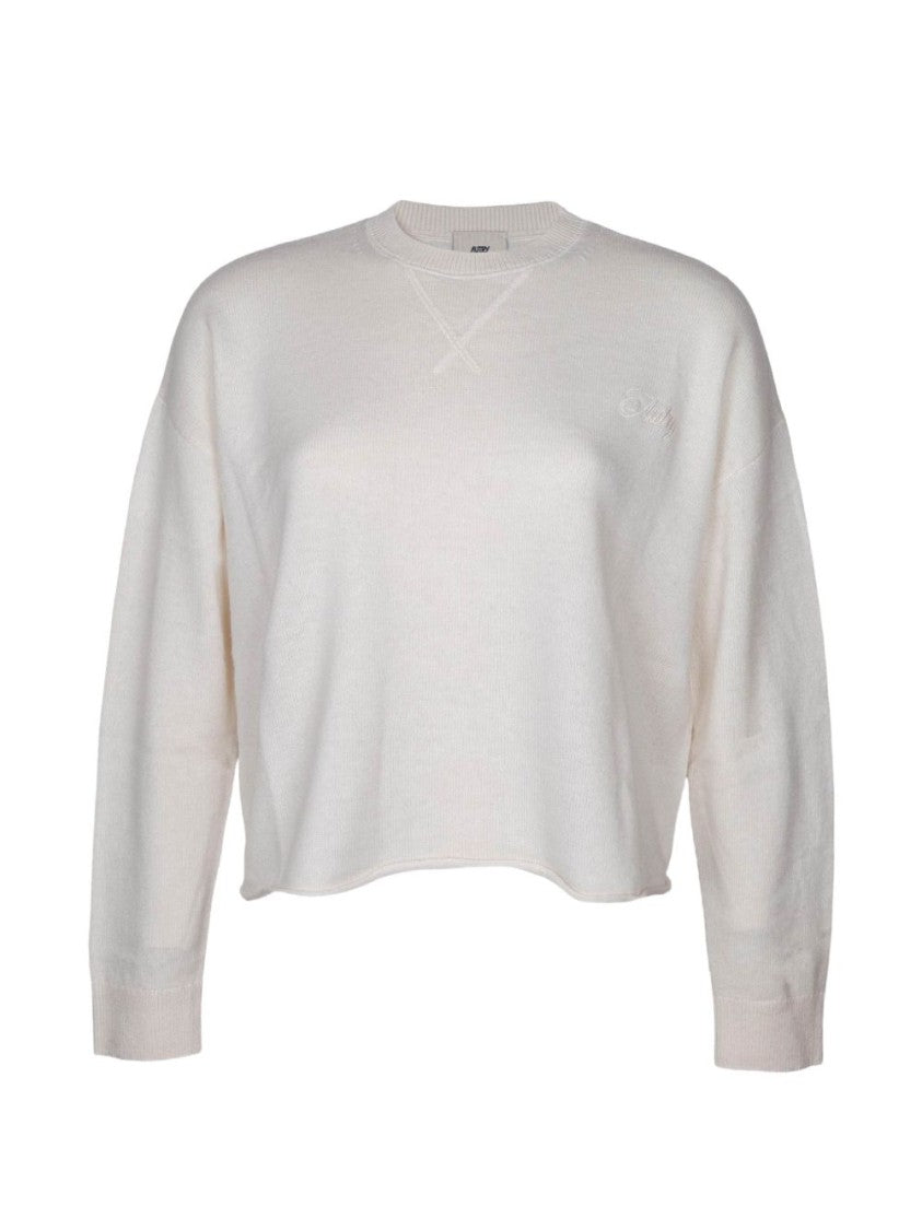 Autry Slightly Cropped Crew-Neck Sweater With V-Stitch Detail