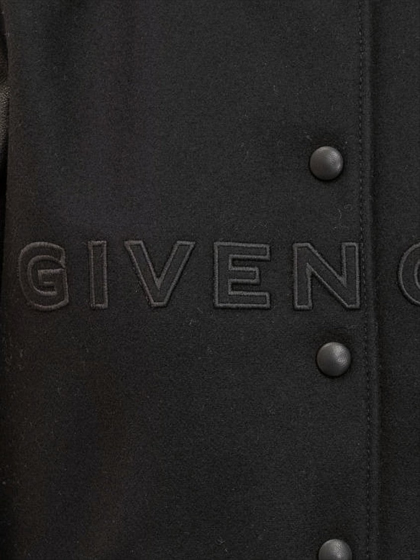 Givenchy Cropped Wool-Blend Jacket With Leather Sleeves