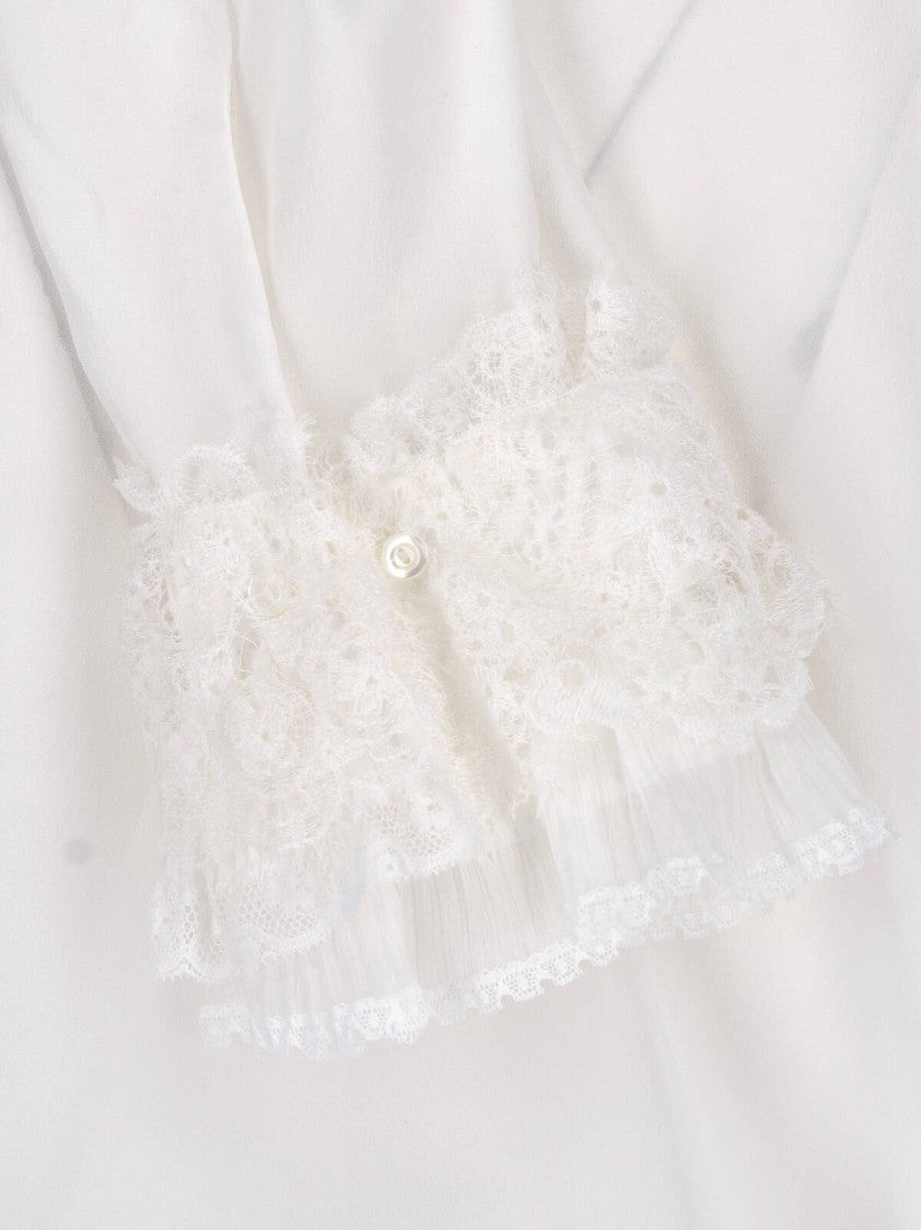 Ermanno Scervino Lace Tied Bow Silk Blouse