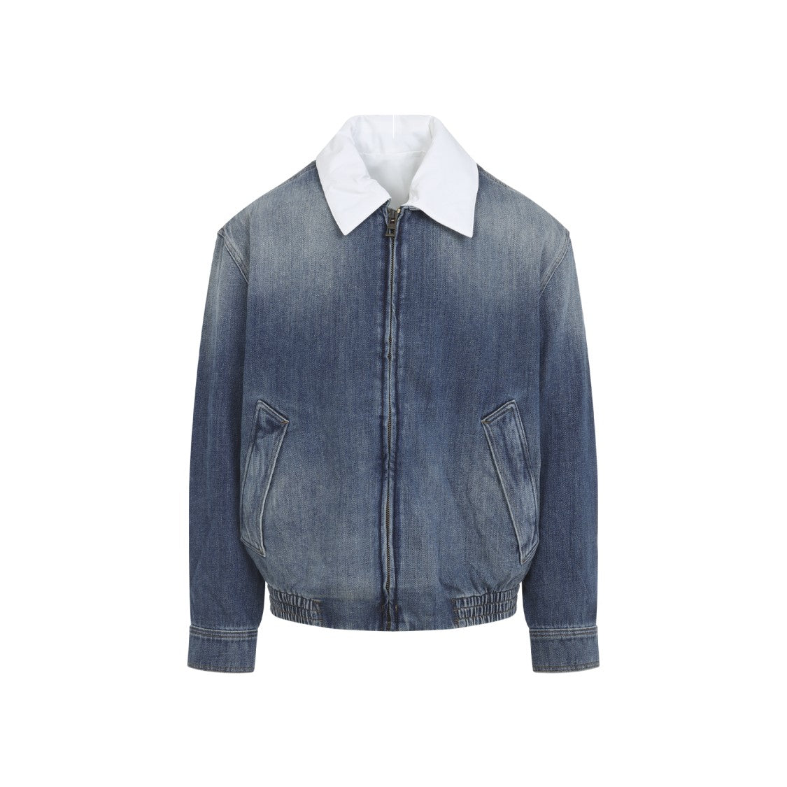 Loewe Bleached Blue Cotton Denim Jacket With Contrast Collar
