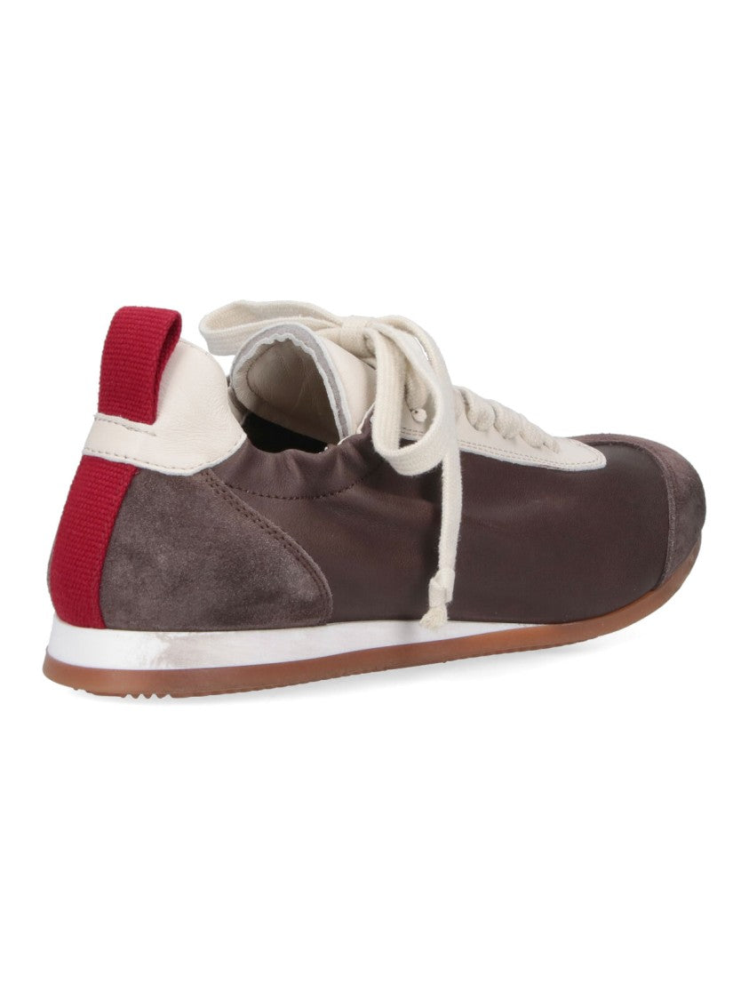 Uma Wang Brown Leather Sneakers With Suede Accents