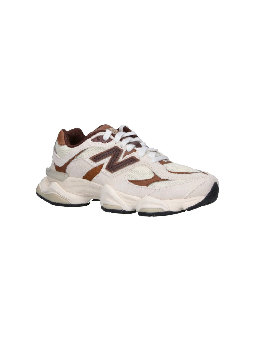 New Balance 9060 Cream Suede Round Toe Sneakers