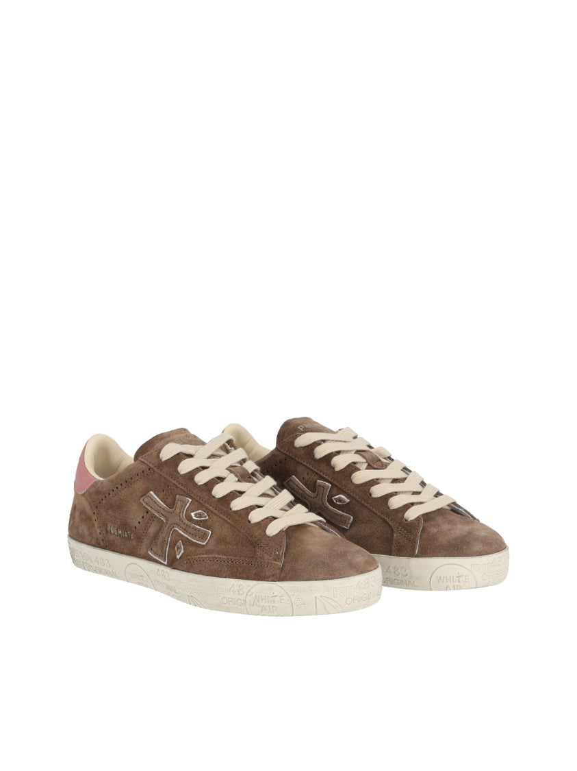 Premiata Beige Stevend Soft Suede Low-Top Sneakers
