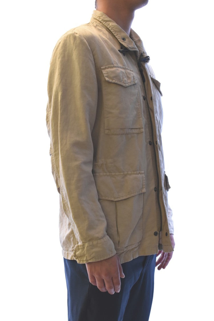 Fay Beige Technical Nylon Zip-Up Jacket