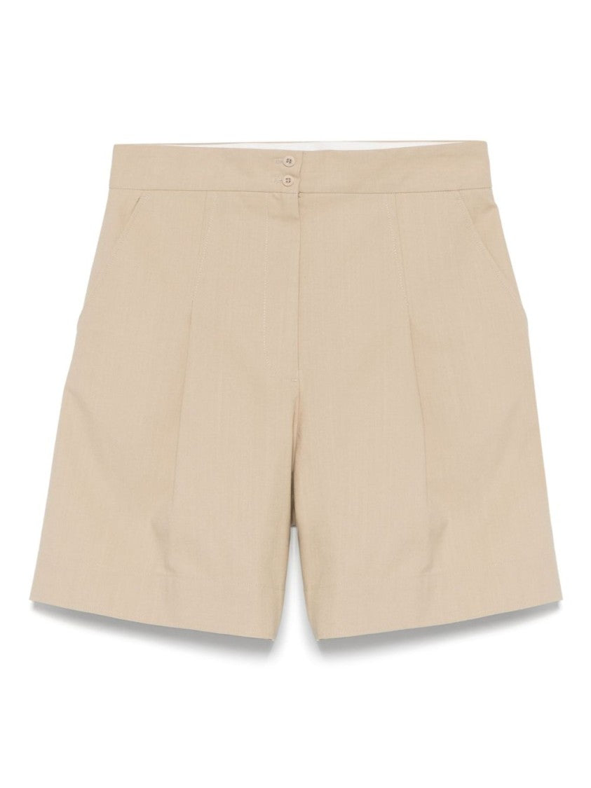 A.P.C. Almond Beige Cotton Shorts With Concealed Fly