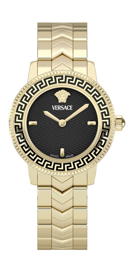 Versace Oval-Shaped Versace V-Icon Quartz Watch With Gold Link Bracelet