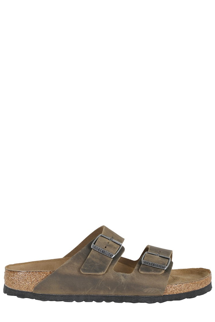 Birkenstock Khaki Arizona Sfb Double-Strap Oiled Leather Sandals