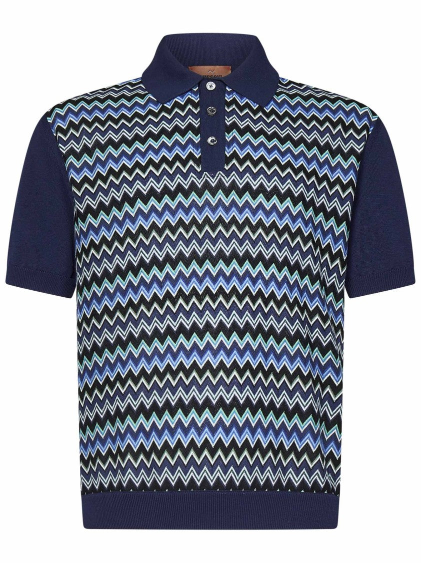 Missoni Multicolor Zigzag Pattern Polo Shirt
