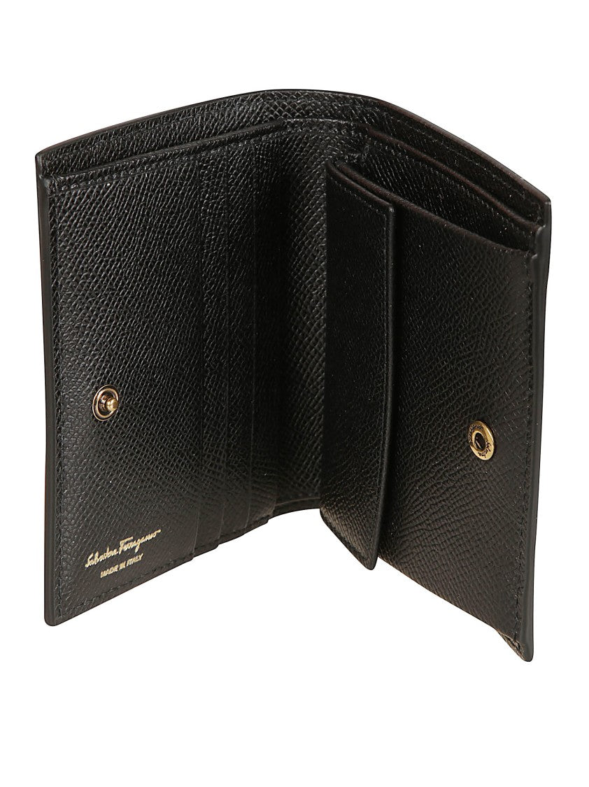 Ferragamo Hammered Calfskin Wallet With Gancini Buckle