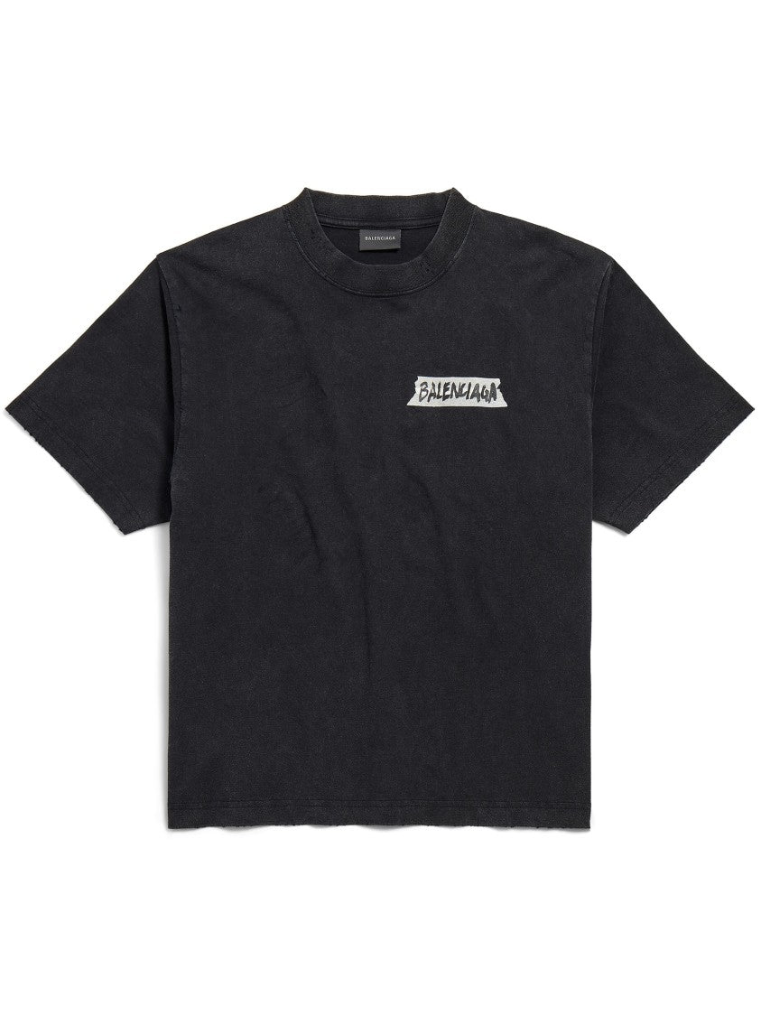 Balenciaga Black Medium Fit Boxy Graphic T-Shirt
