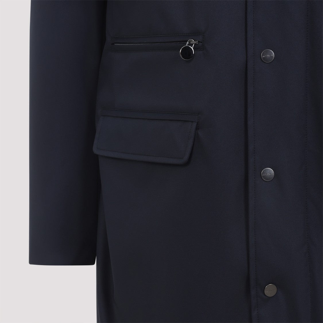 Kiton Blue Polyester Coat