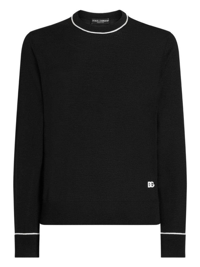 Dolce & Gabbana Crew Neck Black Wool Sweater