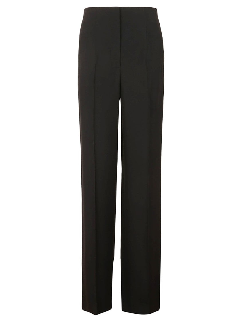 Alberta Ferretti High-Waisted Black Cady Trousers With Tailored Finish