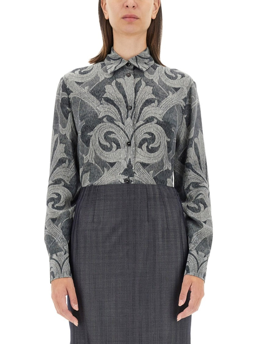 Etro Silk Printed Shirt With Classic Collar