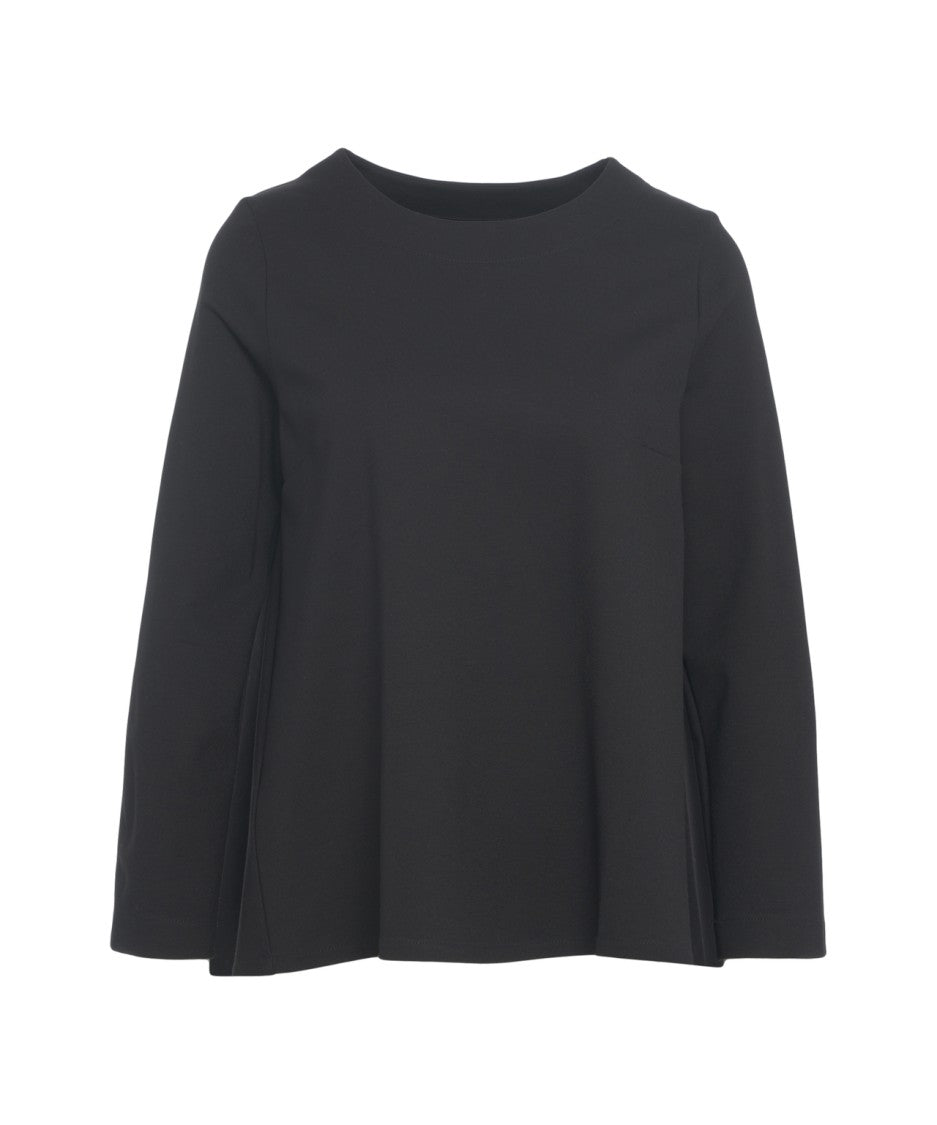 Oblo Unique Wool Sweatshirt With Trapeze Silhouette And Side Pleats