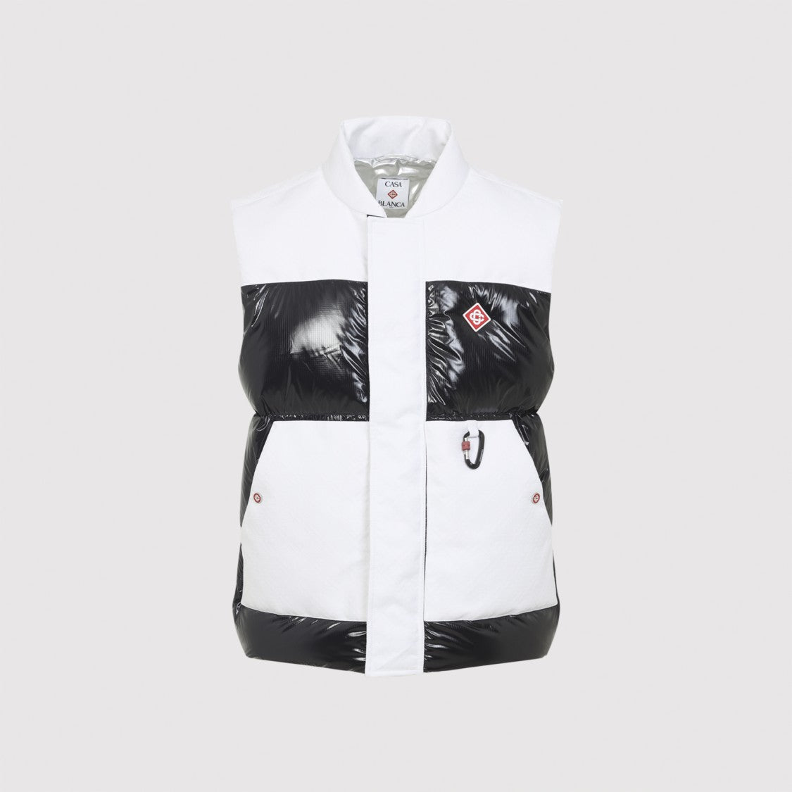 Casablanca Color-Block Black Down Vest With Stand-Up Collar