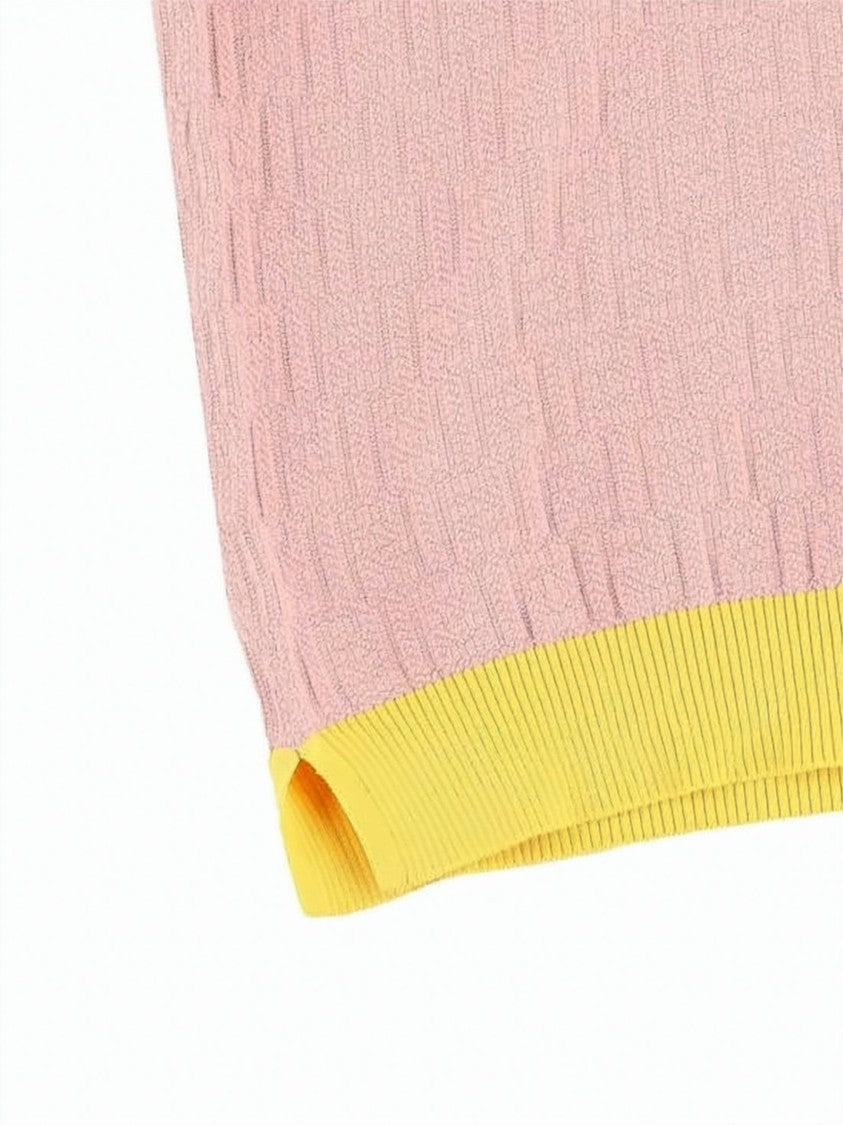 Fendi Textured Knit Sweater With Contrasting Ribbed Trims
