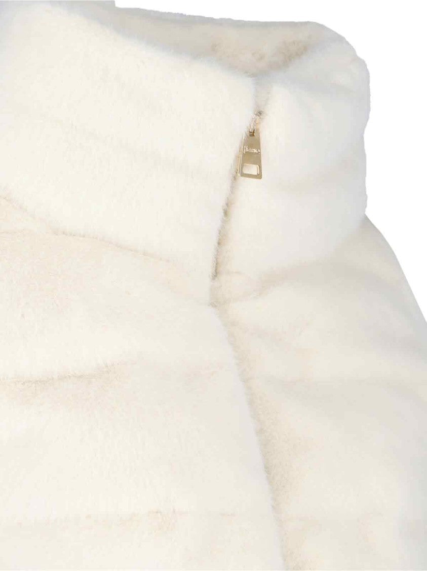 Herno Faux Fur Puffer Jacket With High Collar