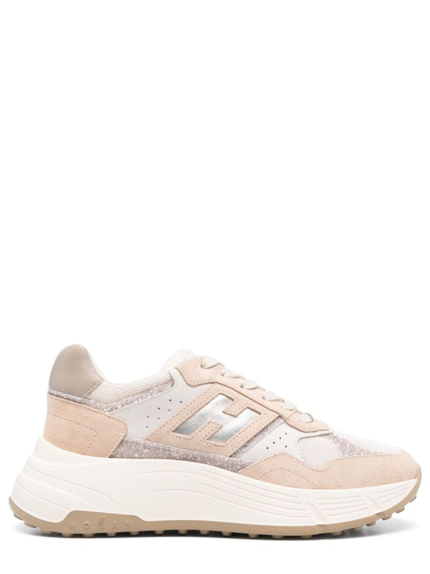 Hogan Chunky Leather Sneakers With Mesh Panels