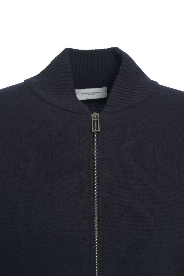 Paolo Pecora Full-Zip Ribbed Knit Cardigan