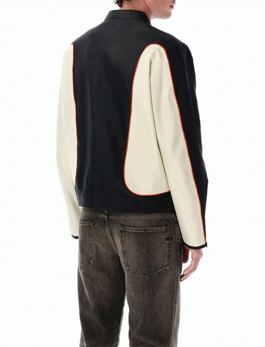 Diesel Contrast Panel Black Casual Jacket With Red Trimming