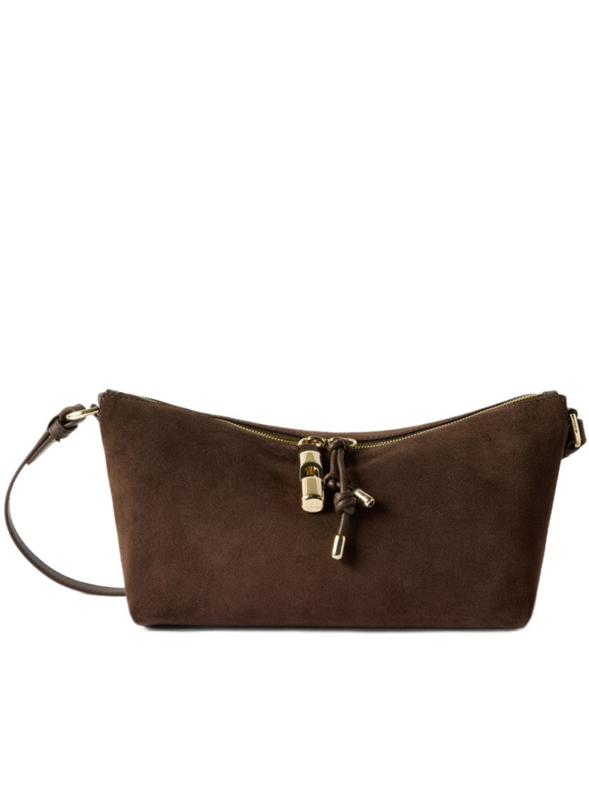 Furla Dark Brown Debby Mini Suede Bag