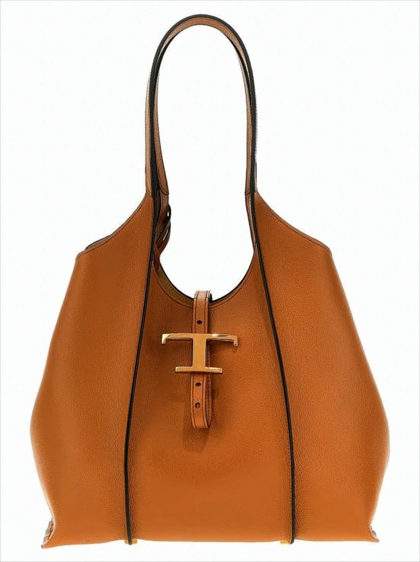 Tod's Structured Leather Shoulder Bag With Gold-Tone Buckle