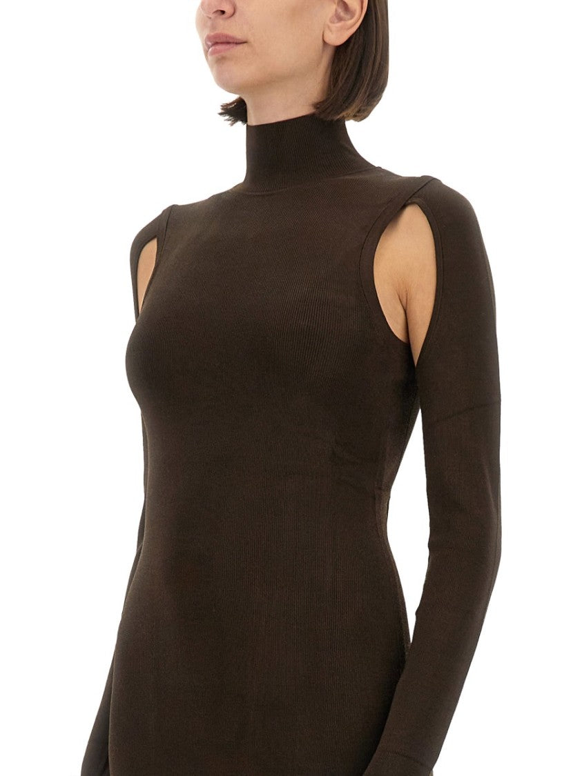 Helmut Lang Ribbed Turtleneck Mini Dress