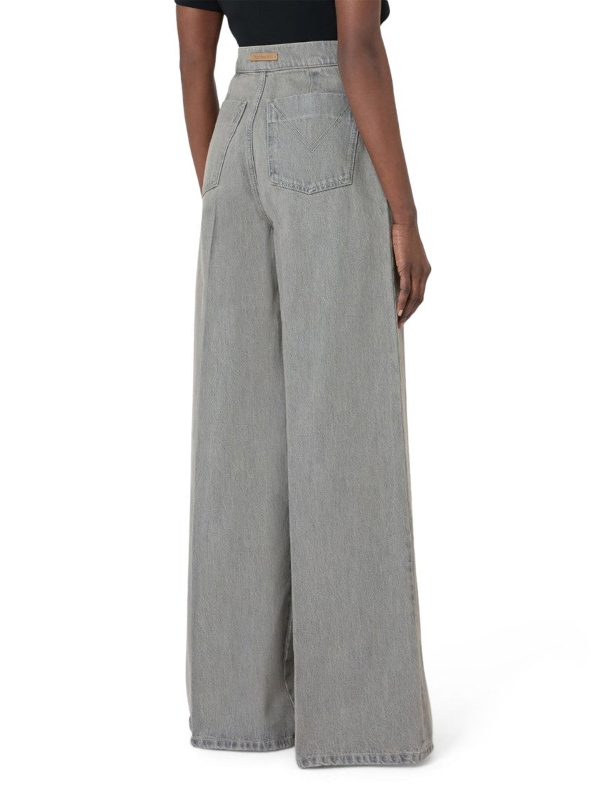 Max Mara High-Waisted Wide-Leg Denim Pants With Vintage Wash