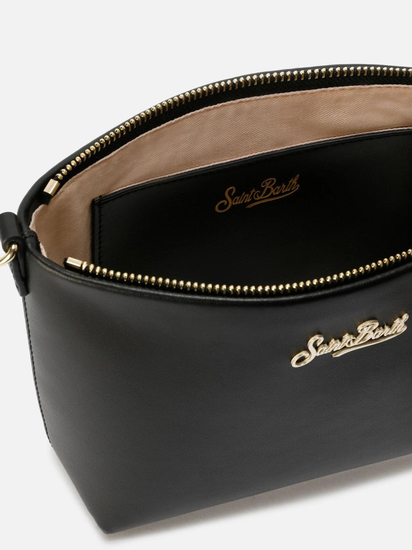 Mc2 Saint Barth Minimalist Black Handbag With Gold-Tone Hardware