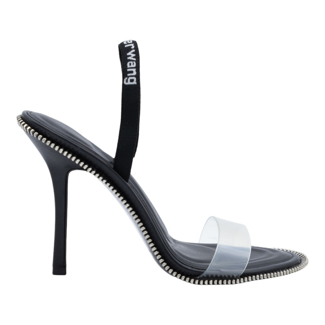 Alexander Wang Black Stiletto Sandals With Transparent Strap