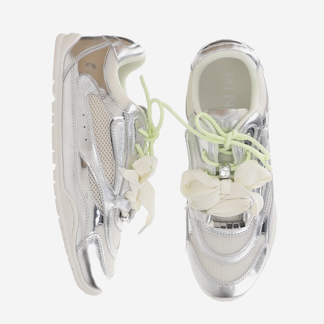 Pinko Metallic Leather Blend Sneakers
