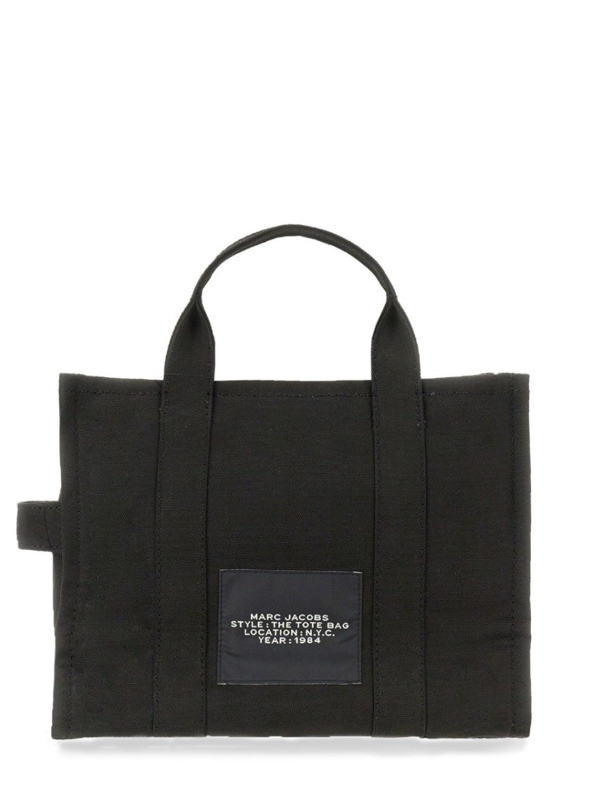 Marc Jacobs Black Cotton Canvas Medium Logo Tote Bag