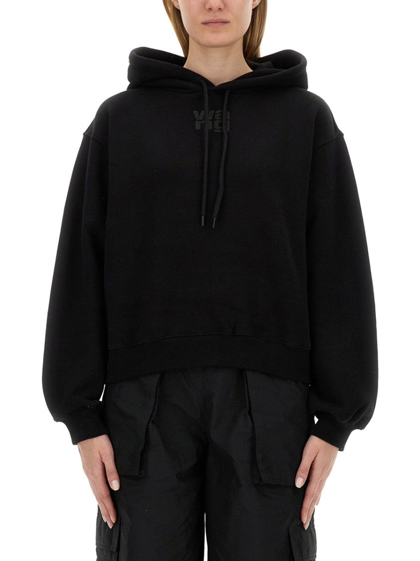 T By Alexander Wang Cropped Hoodie With Subtle Logo
