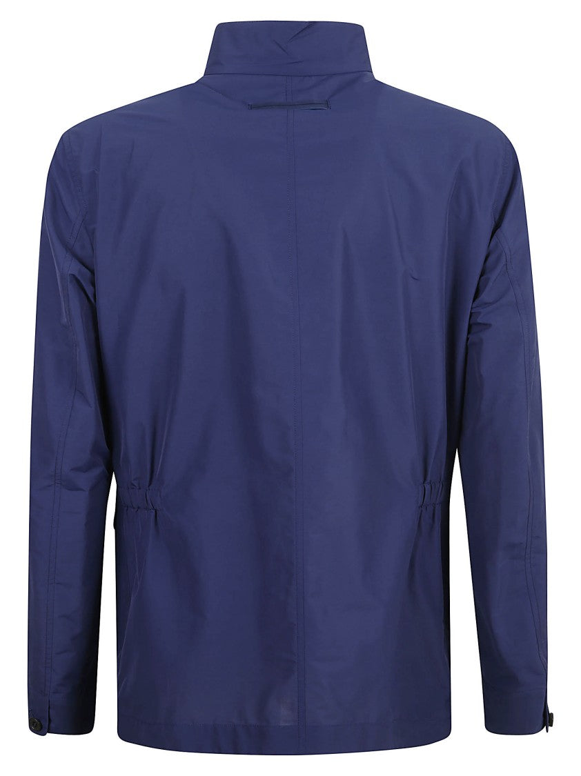 Zegna High Collar Tailored Coat With Button-Up Front