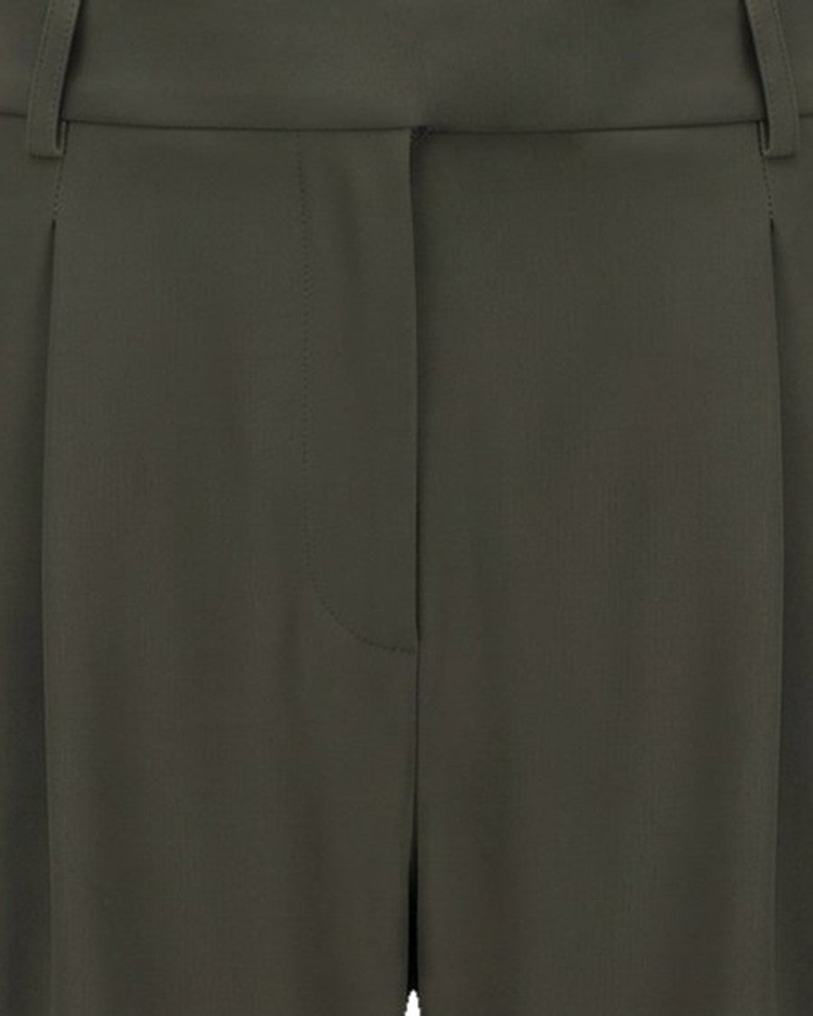 Patrizia Pepe Military Green High-Waisted Wide-Leg Pants
