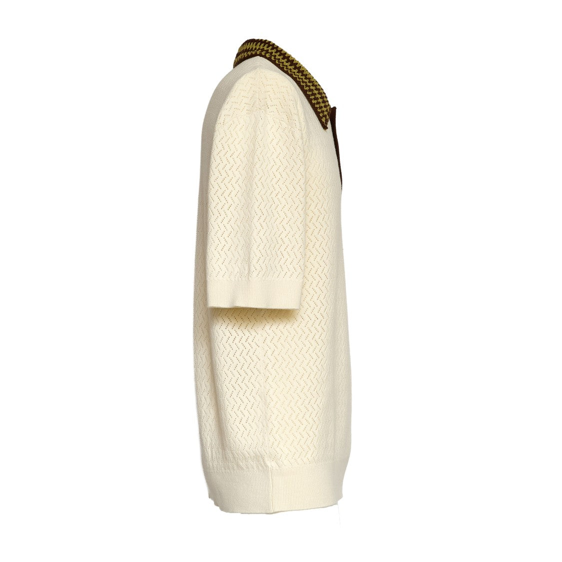 Drôle De Monsieur Maelle Open Work Knit Polo Shirt